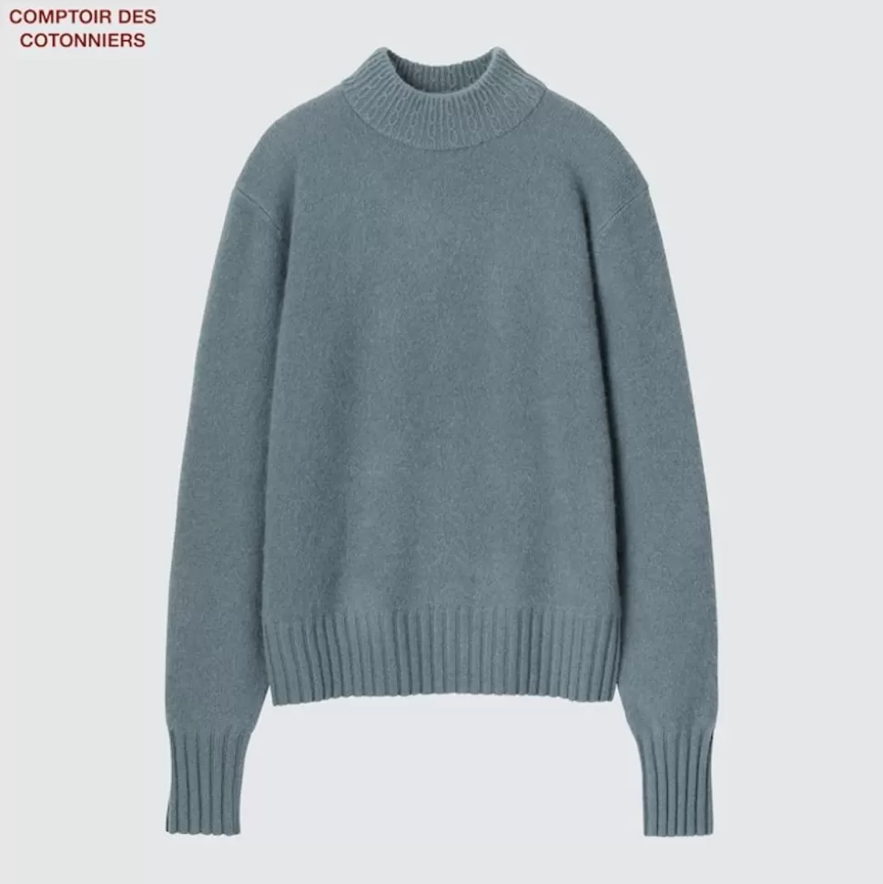 UNIQLO Pullover & Strickjacken*100 % Kaschmir Pullover Mit Stehkragen Hellblau