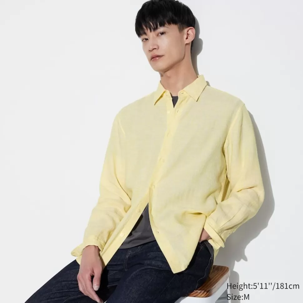 UNIQLO Hemden*100 % Premium Leinen Langarm Hemd