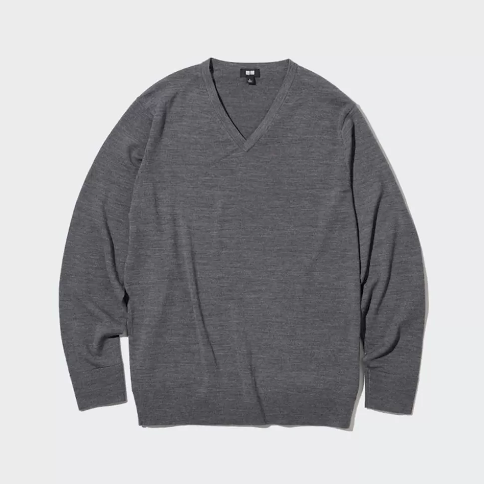 UNIQLO Pullover & Strickjacken*100% Extra Feine Merinowolle Pullover Mit V-Ausschnitt
