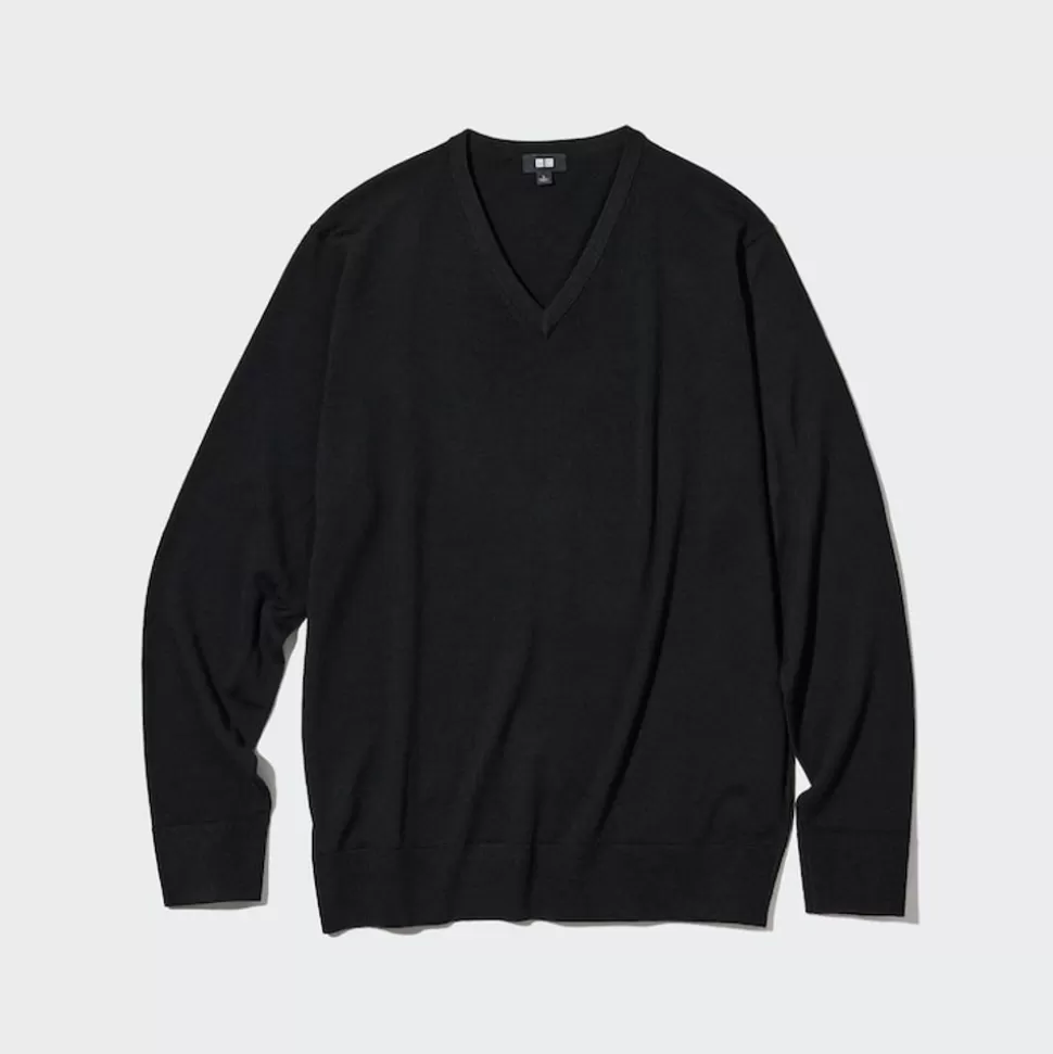 UNIQLO Pullover & Strickjacken*100% Extra Feine Merinowolle Pullover Mit V-Ausschnitt