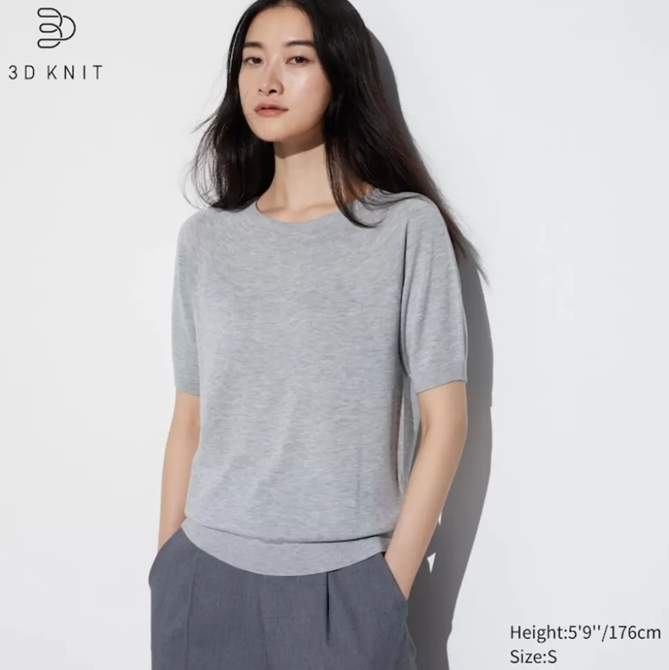 UNIQLO Pullover & Strickjacken*3D Knit Nahtloser Halbarm Pullover (Maschinenwaschbar)