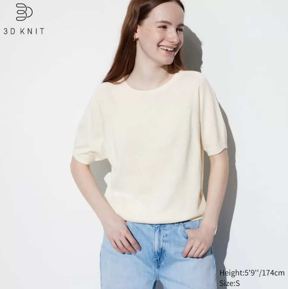 UNIQLO Pullover & Strickjacken*3D Knit Nahtloser Halbarm Pullover (Maschinenwaschbar)