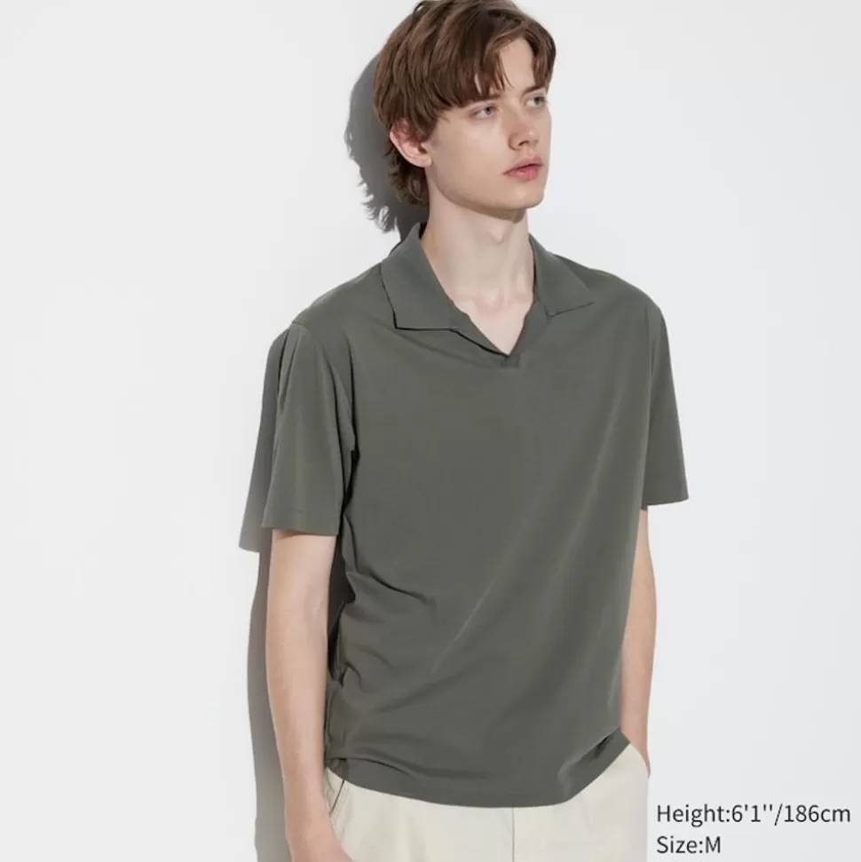 UNIQLO Poloshirts*Airism Baumwolle Jersey Poloshirt Mit Skipperkragen