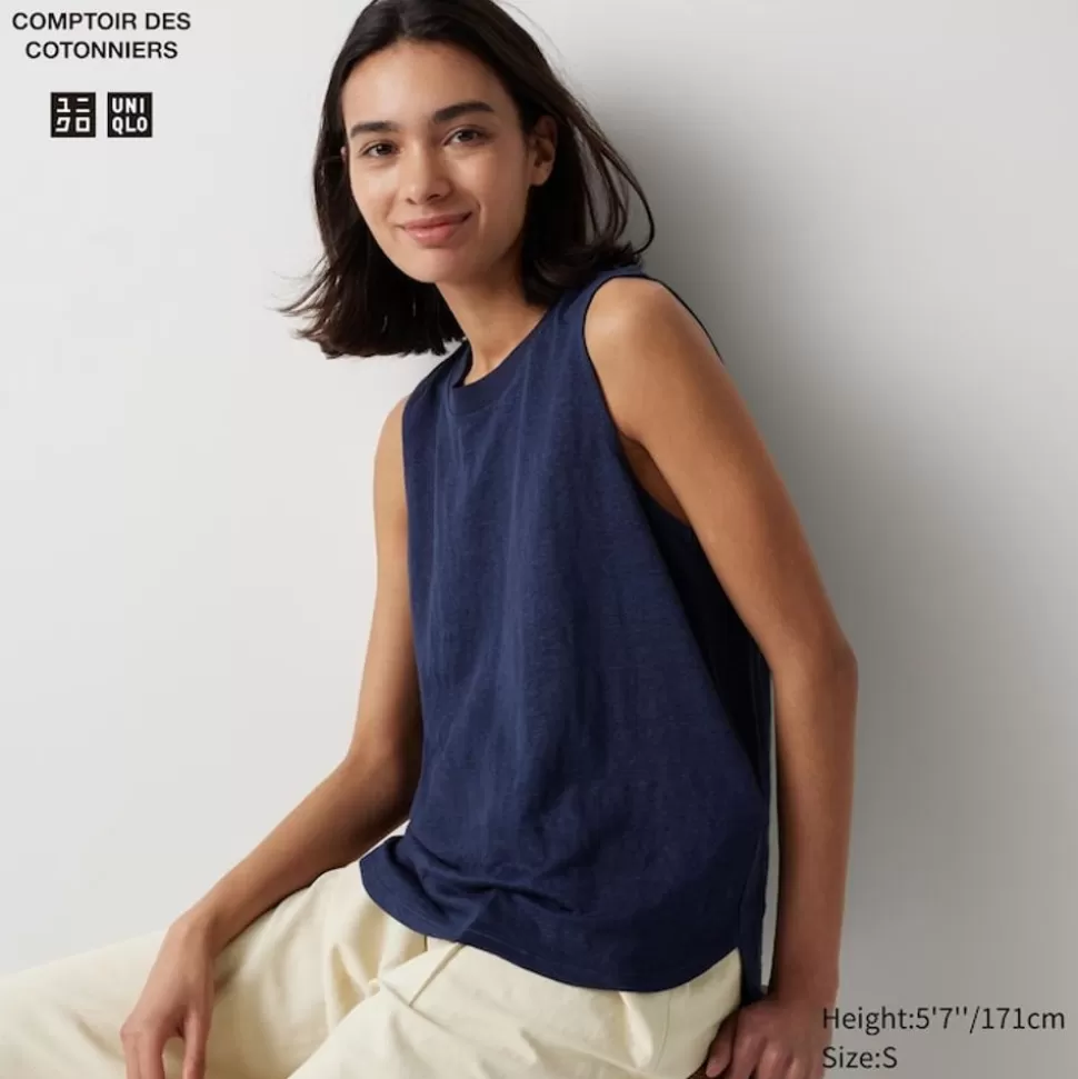 UNIQLO T-Shirts & Oberteile*Armelloses 100 % Leinen T-Shirt