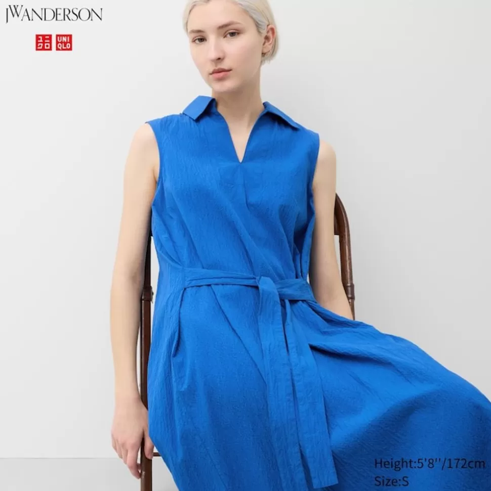 UNIQLO Kleider, Jumpsuits & Overalls*Armelloses Seersucker Kleid Mit Gurtel