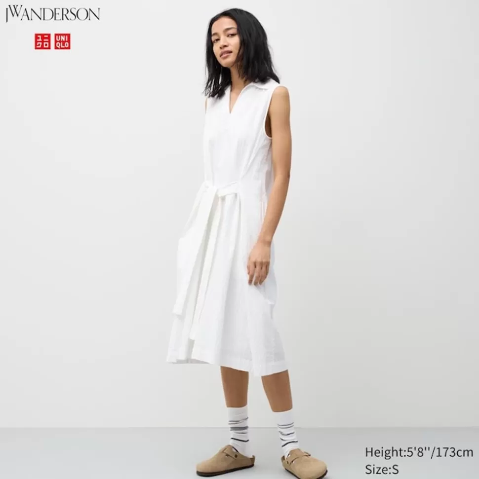 UNIQLO Kleider, Jumpsuits & Overalls*Armelloses Seersucker Kleid Mit Gurtel