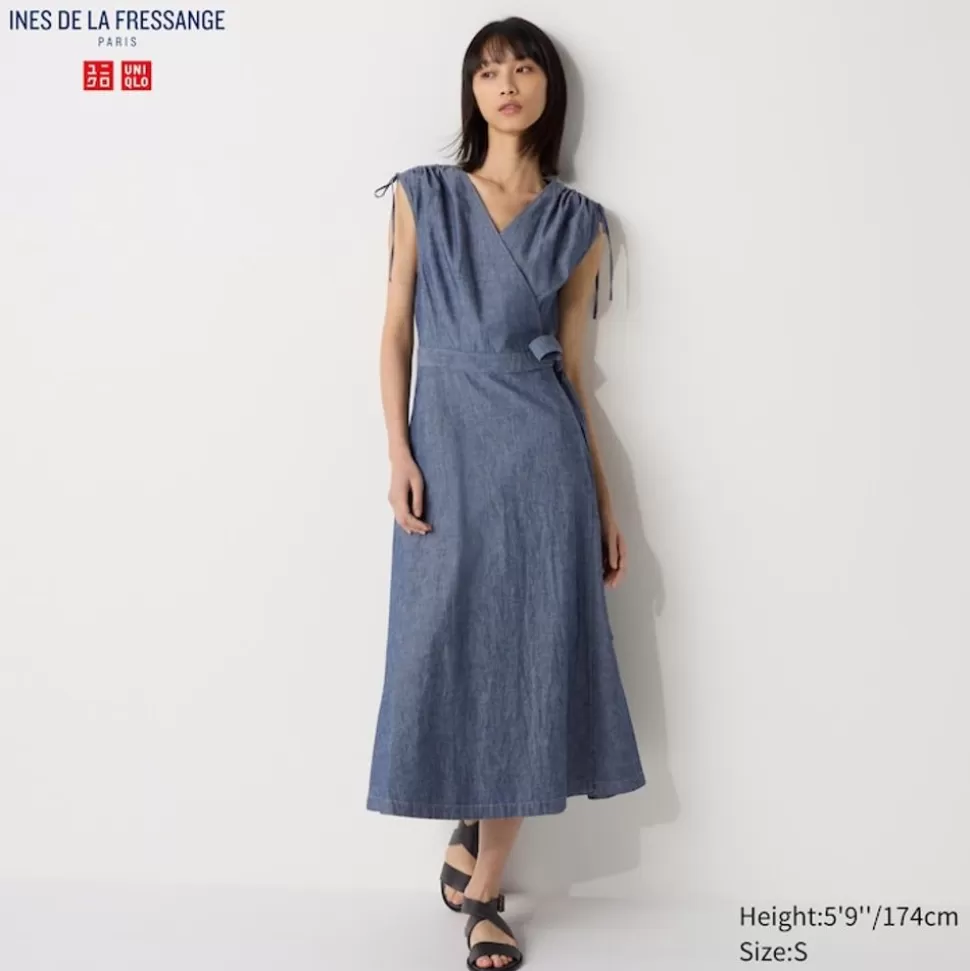 UNIQLO Kleider, Jumpsuits & Overalls*Armelloses Wickelkleid Blau