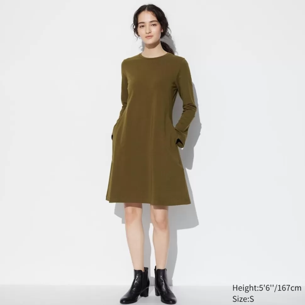 UNIQLO Kleider, Jumpsuits & Overalls*Ausgestelltes Baumwollmix Langarm Minikleid