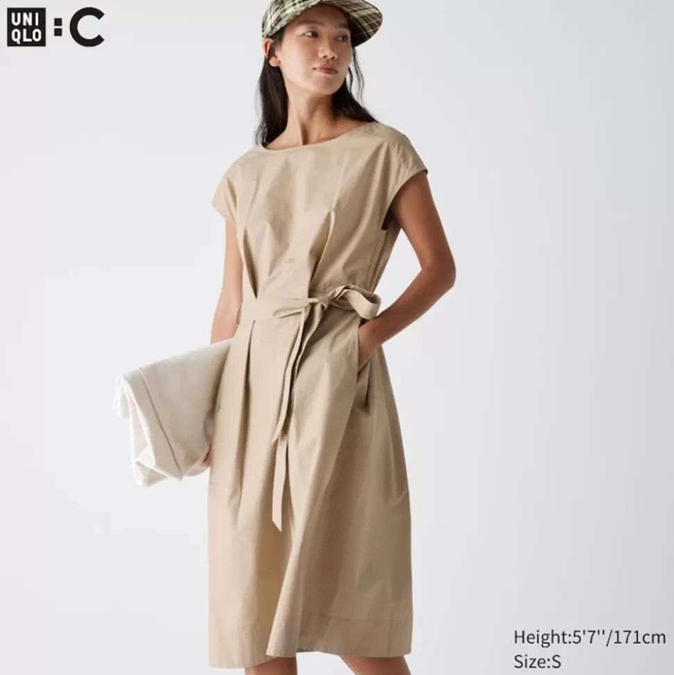 UNIQLO Kleider, Jumpsuits & Overalls*Baumwolle Kurzarm Kleid Mit Gurtel