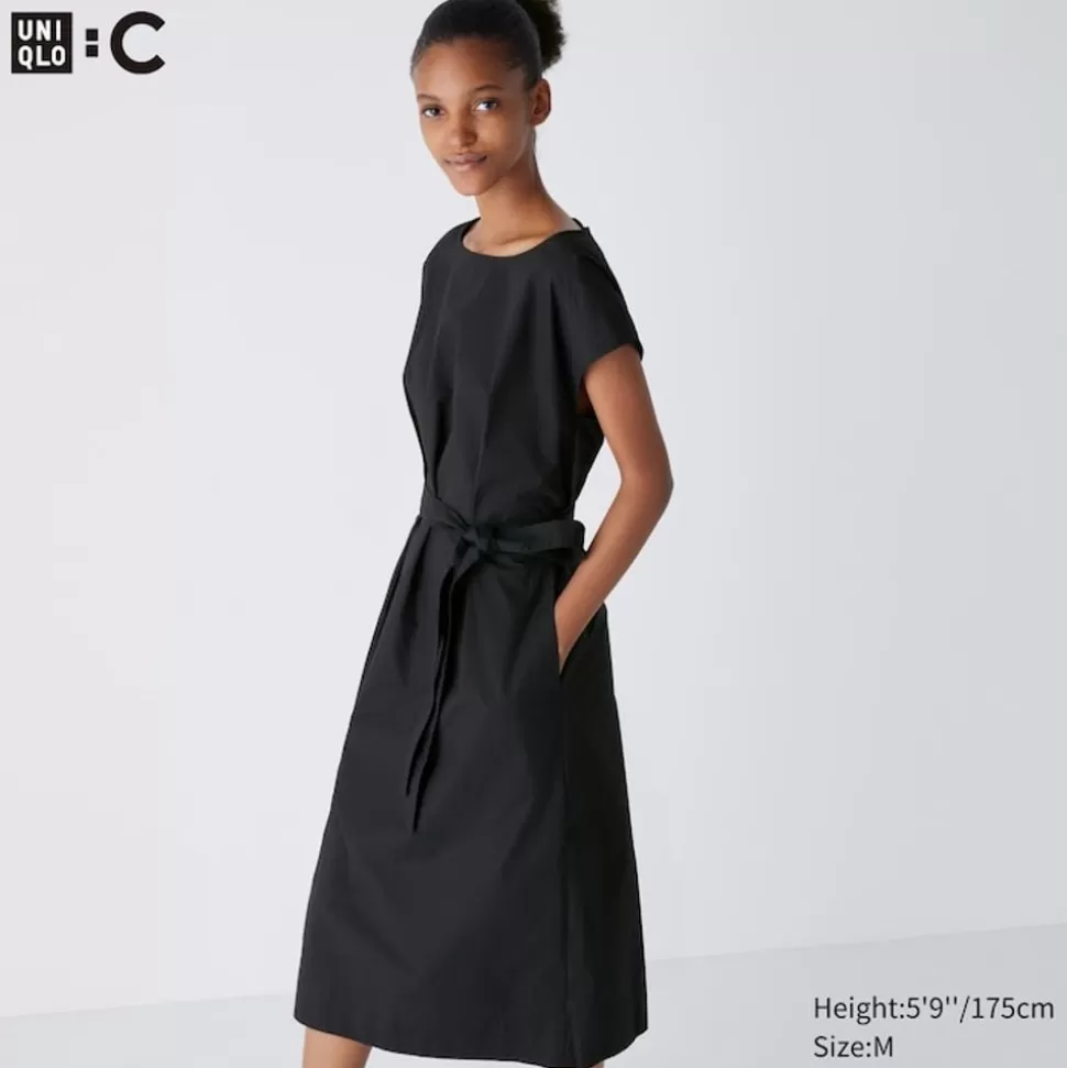 UNIQLO Kleider, Jumpsuits & Overalls*Baumwolle Kurzarm Kleid Mit Gurtel
