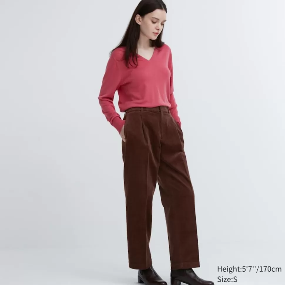 UNIQLO Hosen, Leggings & Jogginghosen*Cord Bundfaltenhose (Wide Fit) Dunkelbraun