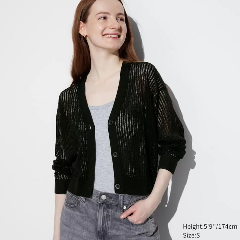 cropped_mesh_strickjacke_mit_vausschnitt_3-1.webp UNIQLO Pullover & Strickjacken*Cropped Mesh Strickjacke Mit V-Ausschnitt