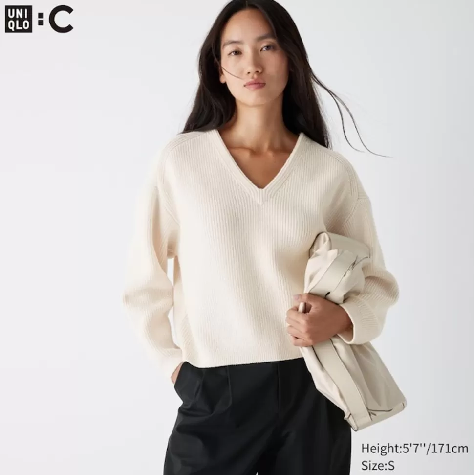 UNIQLO Pullover & Strickjacken*Cropped Pullover Mit V-Ausschnitt