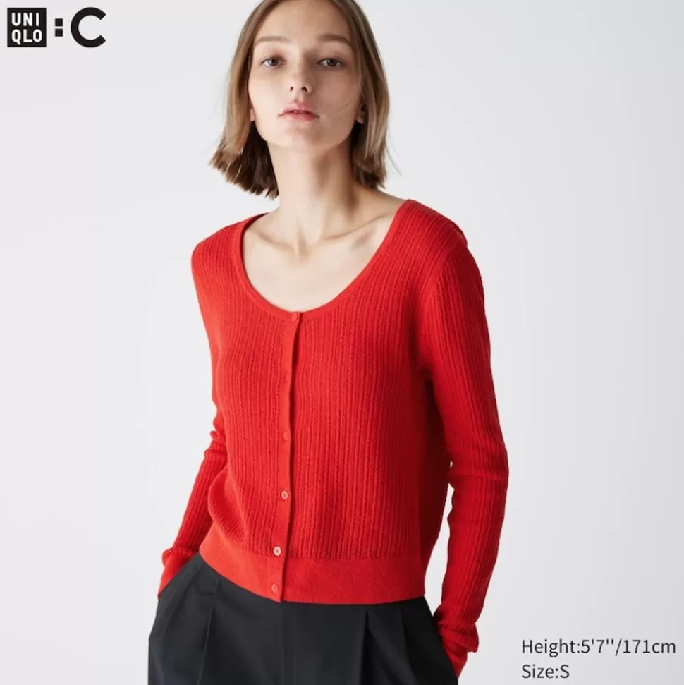 UNIQLO Pullover & Strickjacken*Cropped Strickjacke Mit Spitze