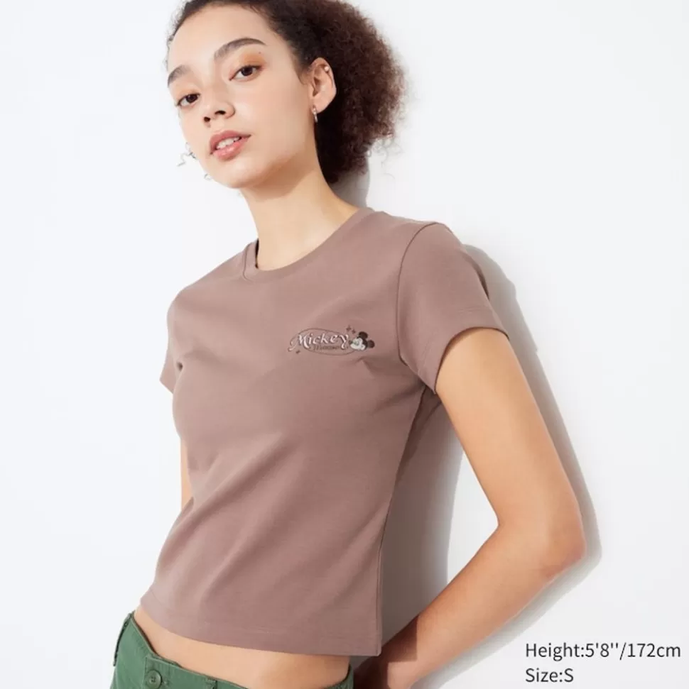 UNIQLO T-Shirts & Oberteile*Disney Collection Ut Bedrucktes Cropped T-Shirt Braun