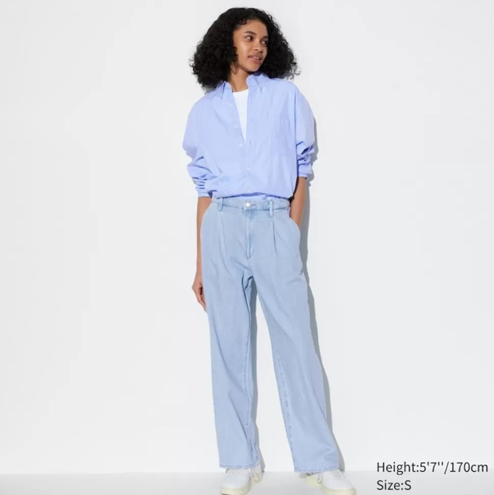 UNIQLO Hosen, Leggings & Jogginghosen*Drape Jeans Mit Bundfalten