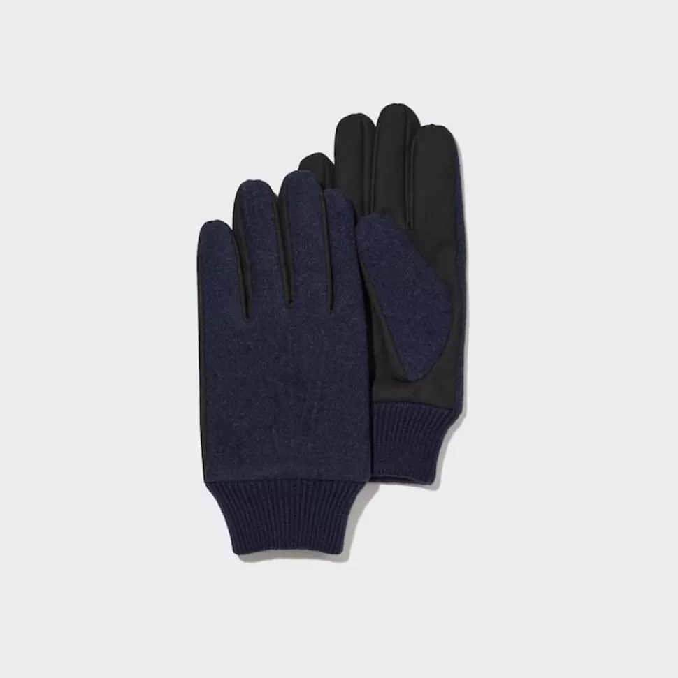 UNIQLO Accessoires & Taschen*Gefutterte Heattech Tweed Thermo Handschuhe Dunkelblau