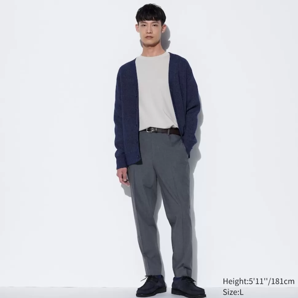 UNIQLO Hosen, Chinos & Jogginghosen*Gemusterte Smart Stoffhose In 7/8-Lange Grau