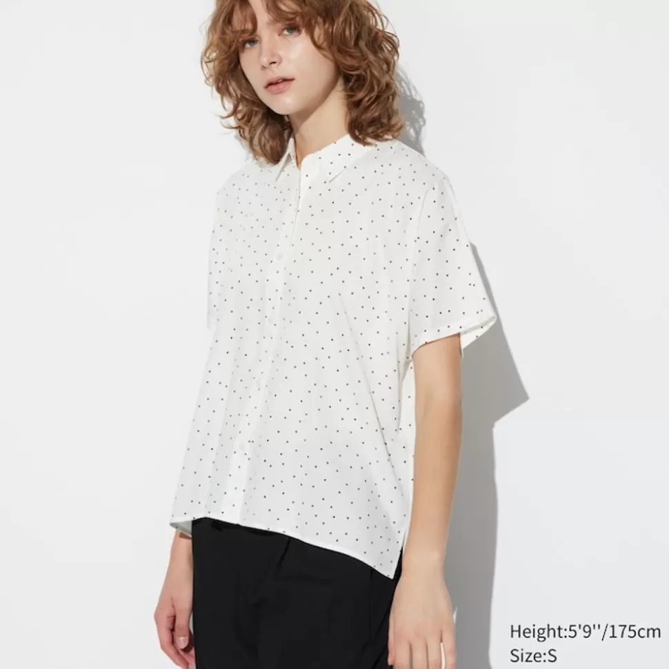 UNIQLO Hemden & Blusen*Gemusterte Viskose Kurzarm Bluse