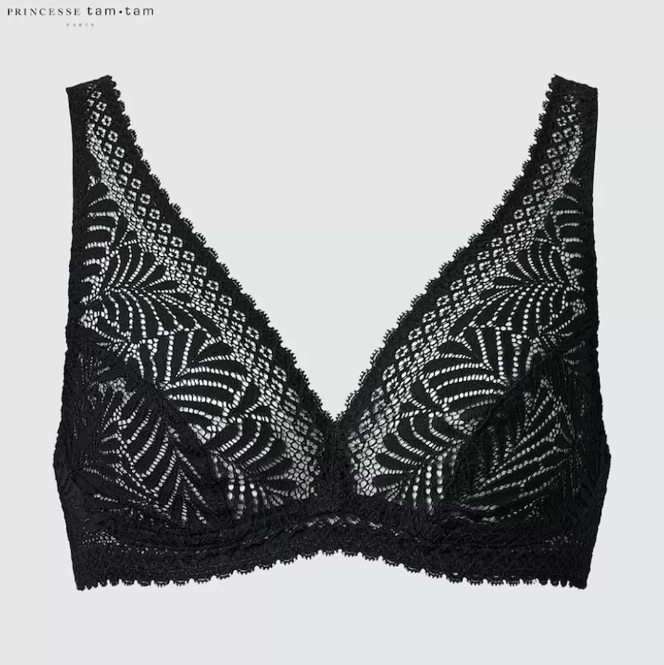UNIQLO Bhs & Unterwäsche*Gemusterter Bugelloser Bh Mit Spitze Schwarz