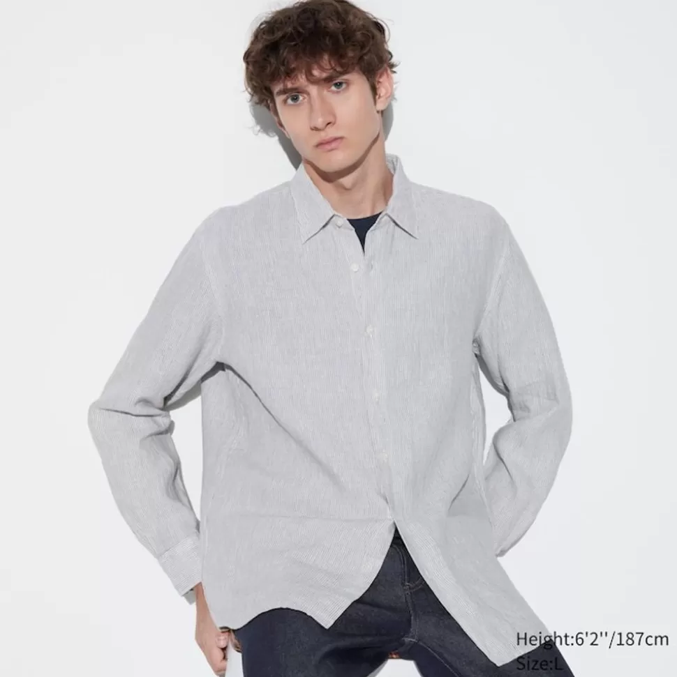 UNIQLO Hemden*Gemustertes 100 % Premium Leinen Hemd