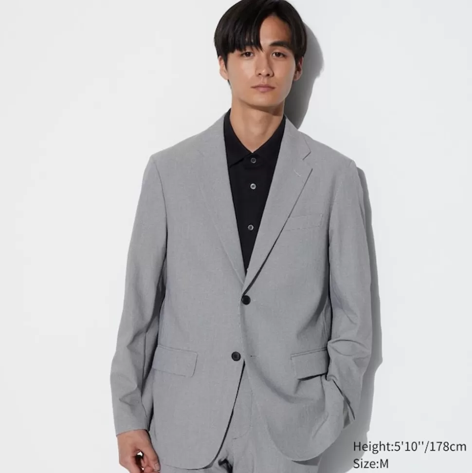 UNIQLO Mäntel, Jacken, Parka & Westen*Gemustertes Airsense Sakko (Wolloptik) Grau
