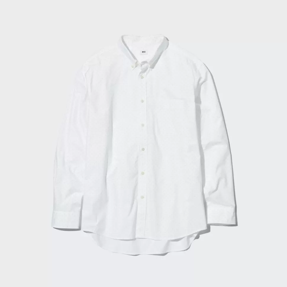 UNIQLO Hemden*Gemustertes Extra Feine Baumwolle Hemd Weis