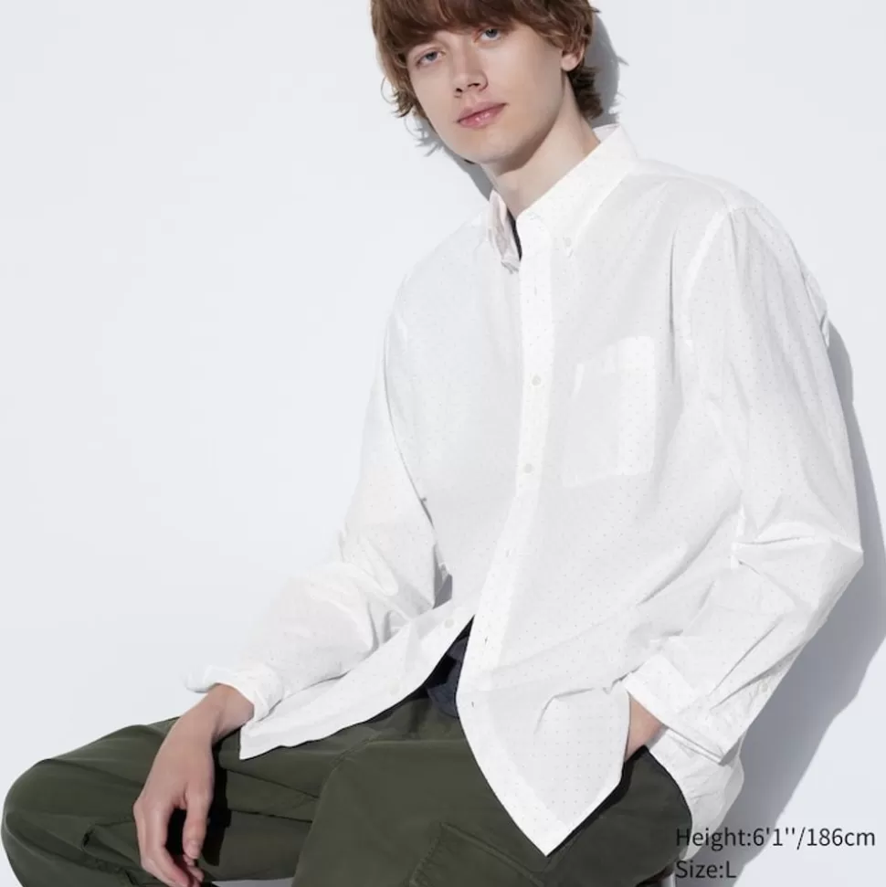 UNIQLO Hemden*Gemustertes Extra Feine Baumwolle Langarm Hemd