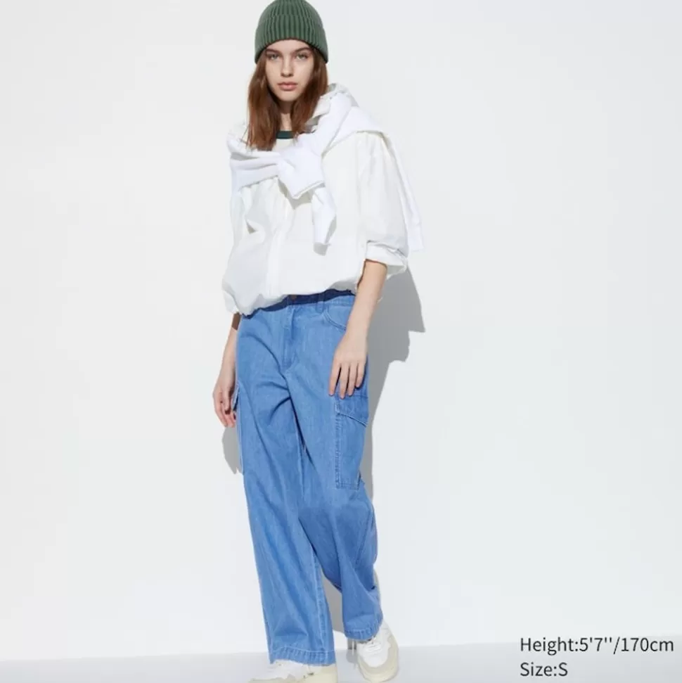 UNIQLO Hosen, Leggings & Jogginghosen*Gerade Cargo Jeans (Wide Fit) Blau
