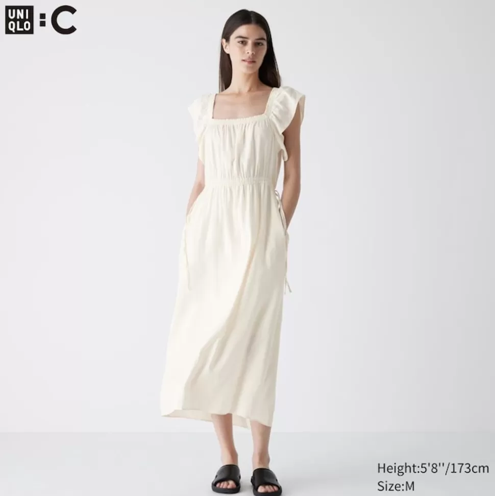 UNIQLO Kleider, Jumpsuits & Overalls*Gerafftes Kurzarm Kleid Mit Offenem Rucken