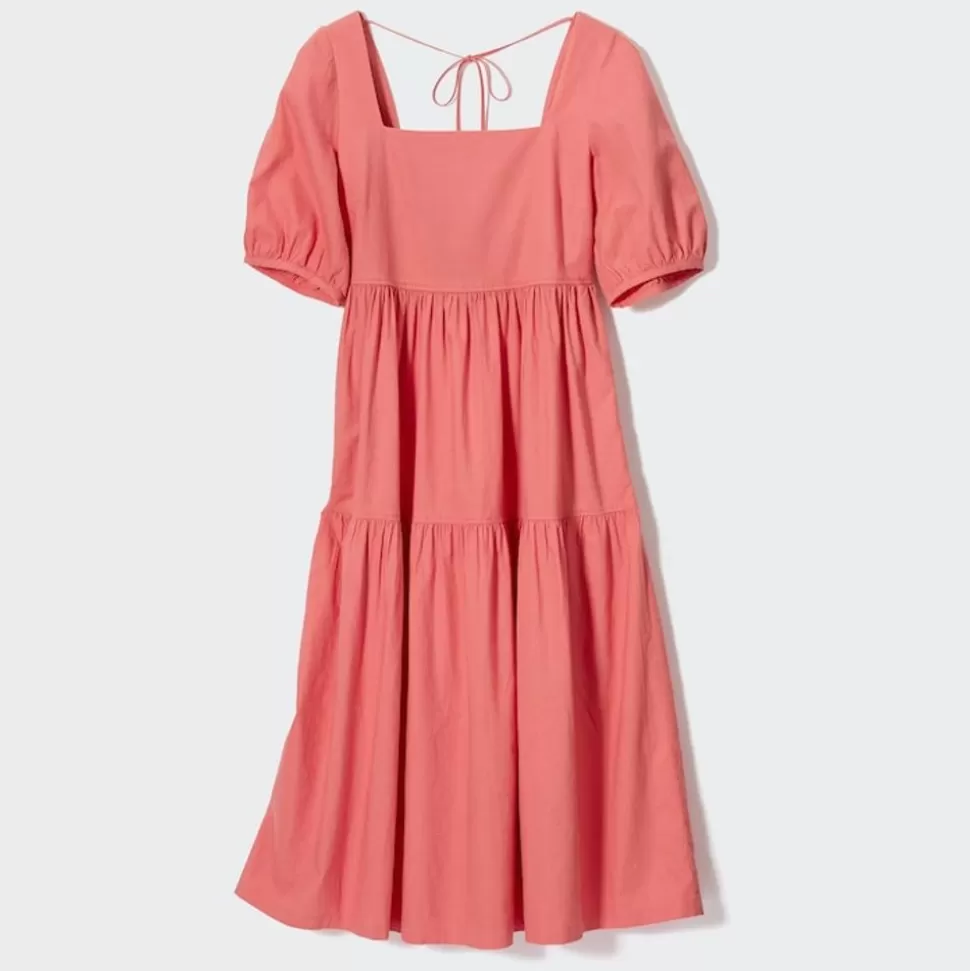 UNIQLO Kleider, Jumpsuits & Overalls*Gerafftes Leinenmix Kleid Mit Weiten Armeln