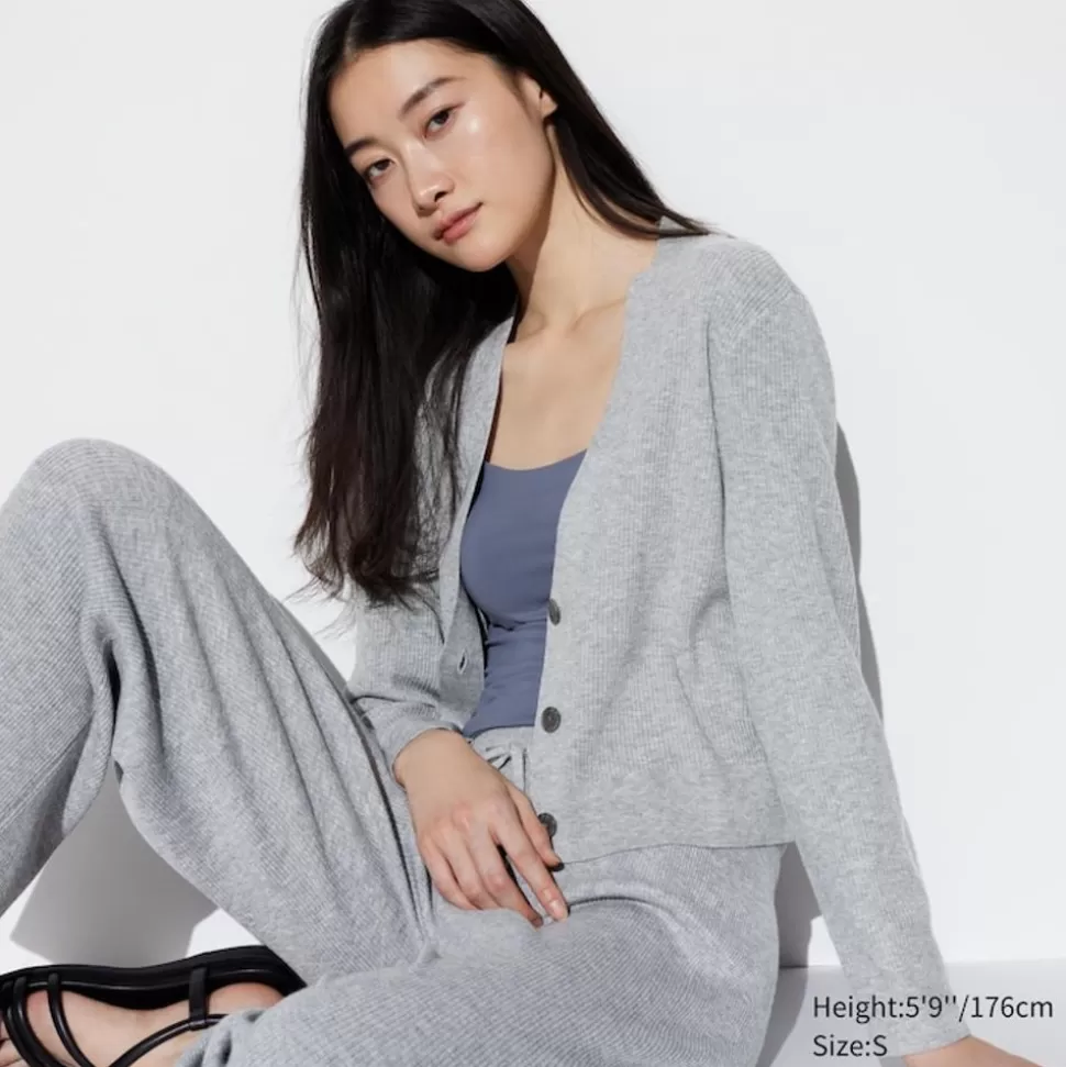 UNIQLO Loungewear & Pyjamas*Gerippte Strickjacke (Maschinenwaschbar)