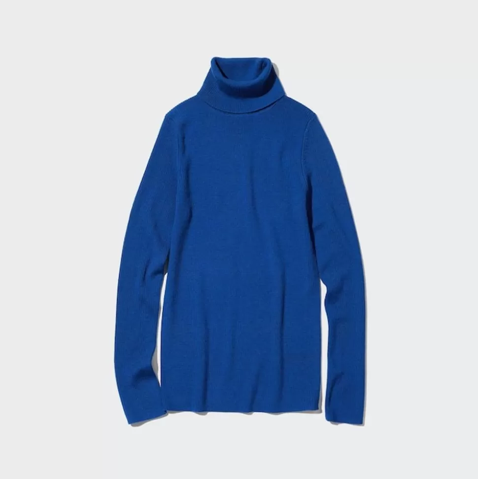UNIQLO Pullover & Strickjacken*Gerippter 100 % Extra Feine Merinowolle Rollkragenpullover
