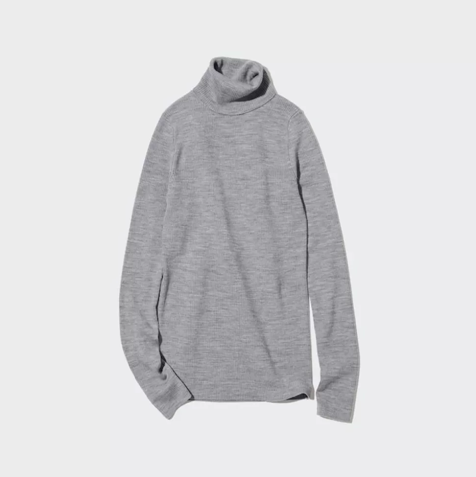 UNIQLO Pullover & Strickjacken*Gerippter 100% Extra Feine Merinowolle Rollkragenpullover