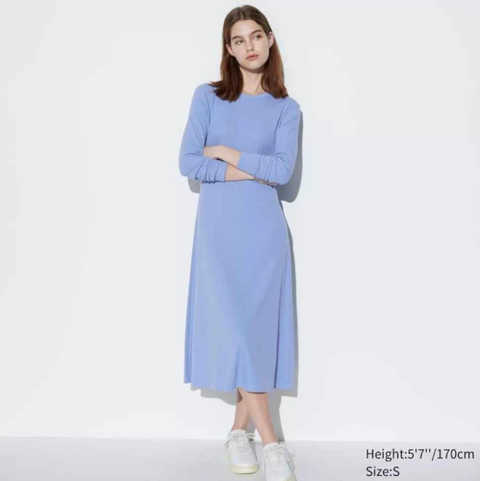 UNIQLO Kleider, Jumpsuits & Overalls*Geripptes Ausgestelltes 3/4-Arm Kleid