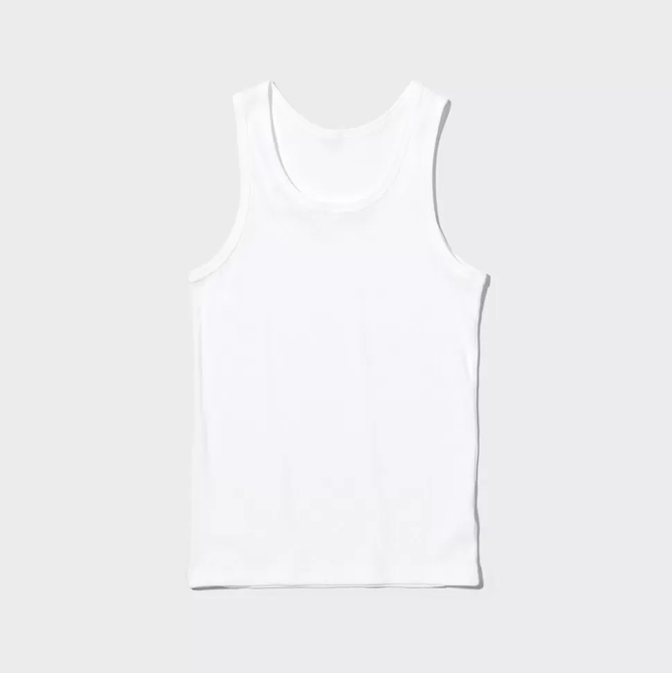 UNIQLO Loungewear & Pyjamas*Geripptes Dry Colour Unterhemd Weis