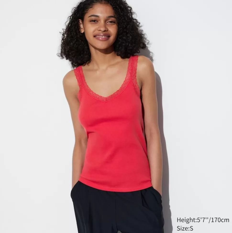UNIQLO T-Shirts & Oberteile*Geripptes Tanktop Mit Spitze