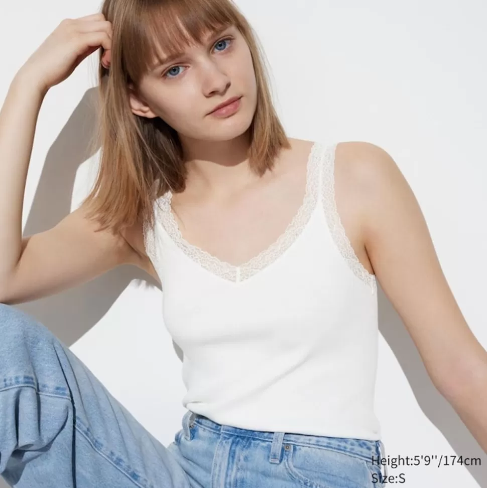 UNIQLO T-Shirts & Oberteile*Geripptes Tanktop Mit Spitze