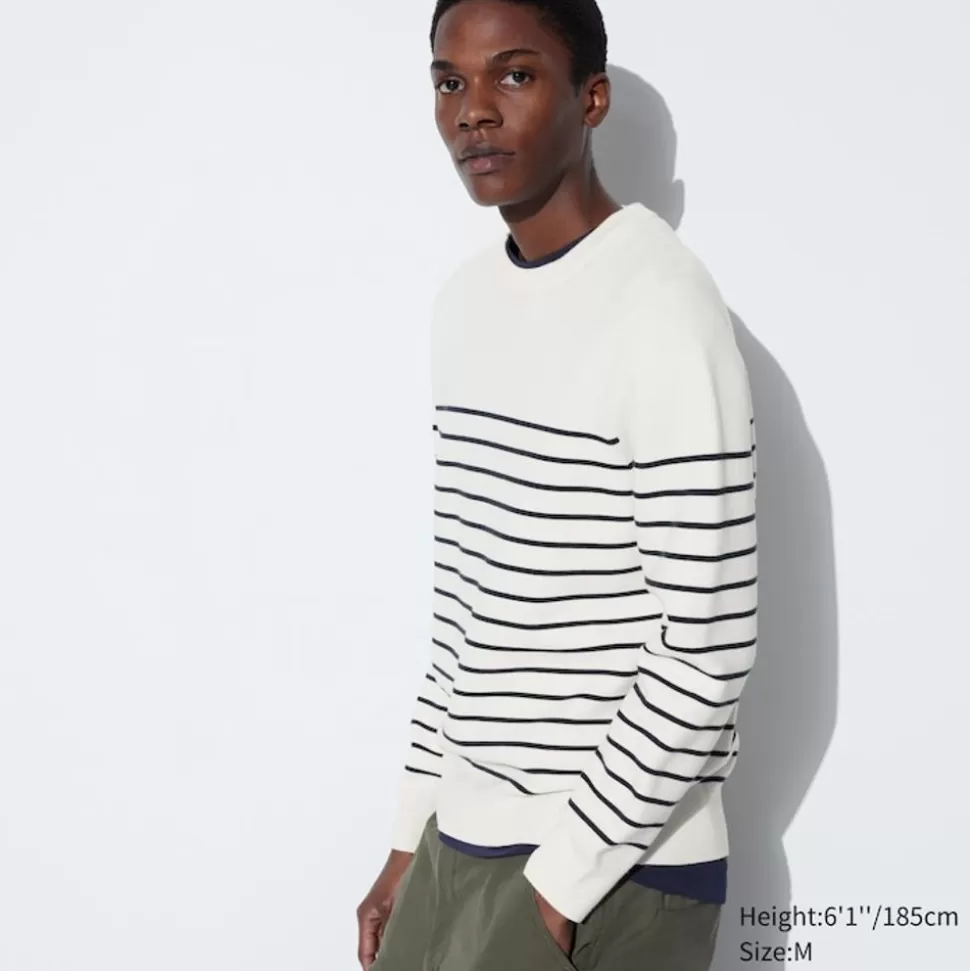 UNIQLO Pullover & Strickjacken*Gestreifter Gerippter Milano Strickpullover (Maschinenwaschbar)