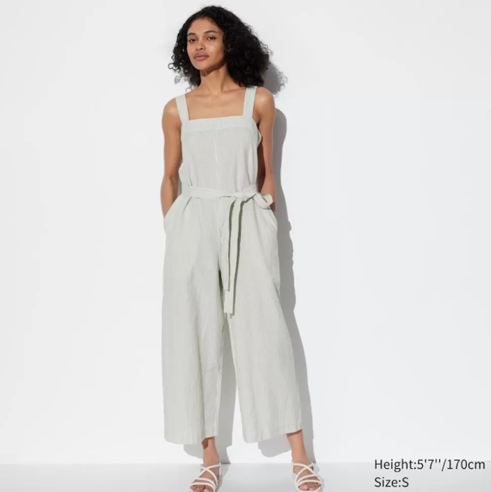 UNIQLO Kleider, Jumpsuits & Overalls*Gestreifter Leinenmix Jumpsuit Grun