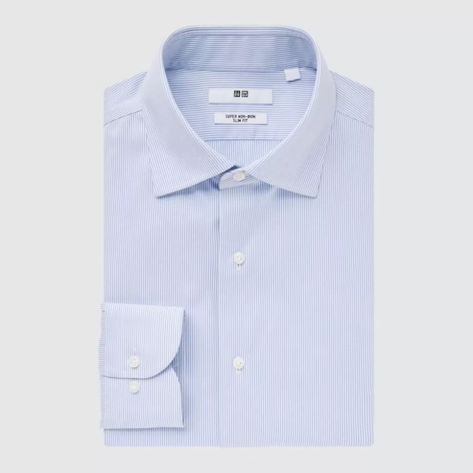 UNIQLO Hemden*Gestreiftes Bugelfreies Hemd (Slim Fit) Blau