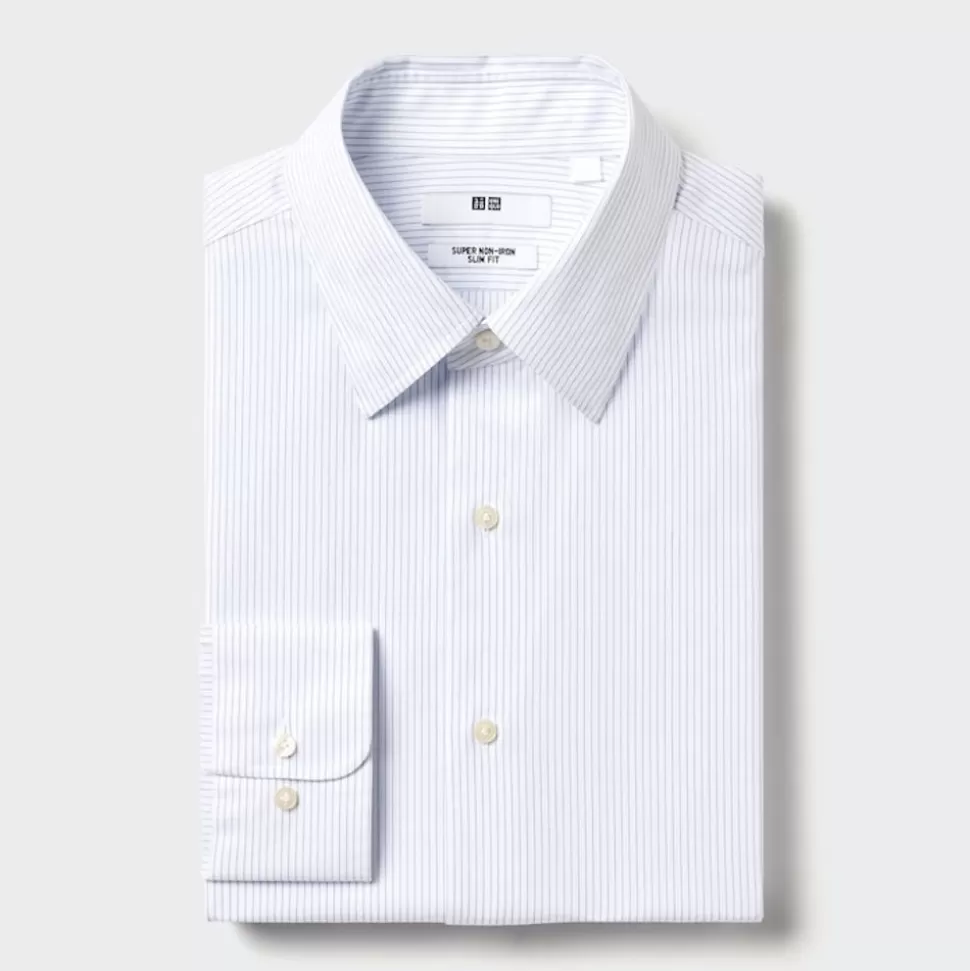 UNIQLO Hemden*Gestreiftes Bugelfreies Hemd (Slim Fit) Blau