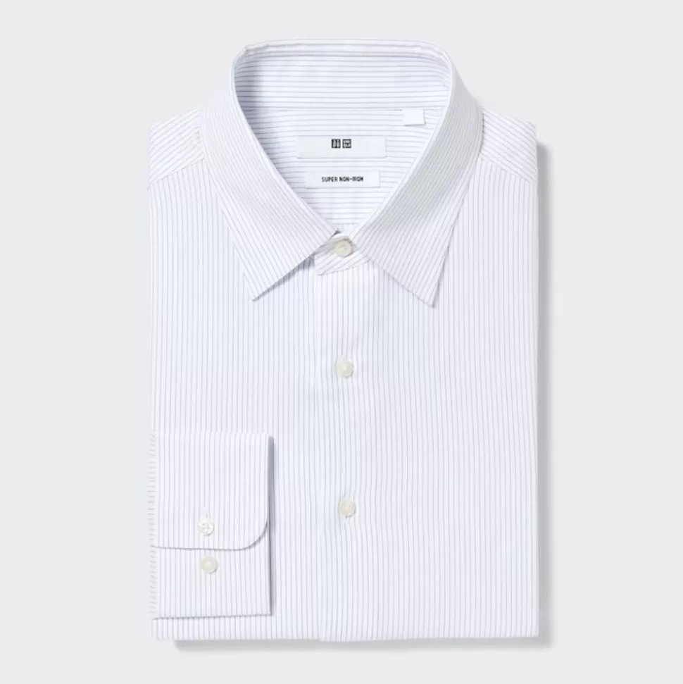 UNIQLO Hemden*Gestreiftes Bugelfreies Langarm Hemd Blau