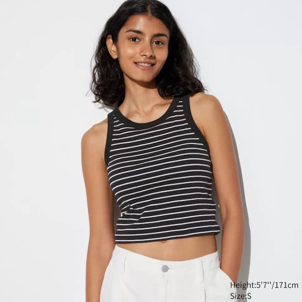 UNIQLO Bh-Tops, Tanktops & Trägertops*Gestreiftes Geripptes Cropped Bh-Tanktop