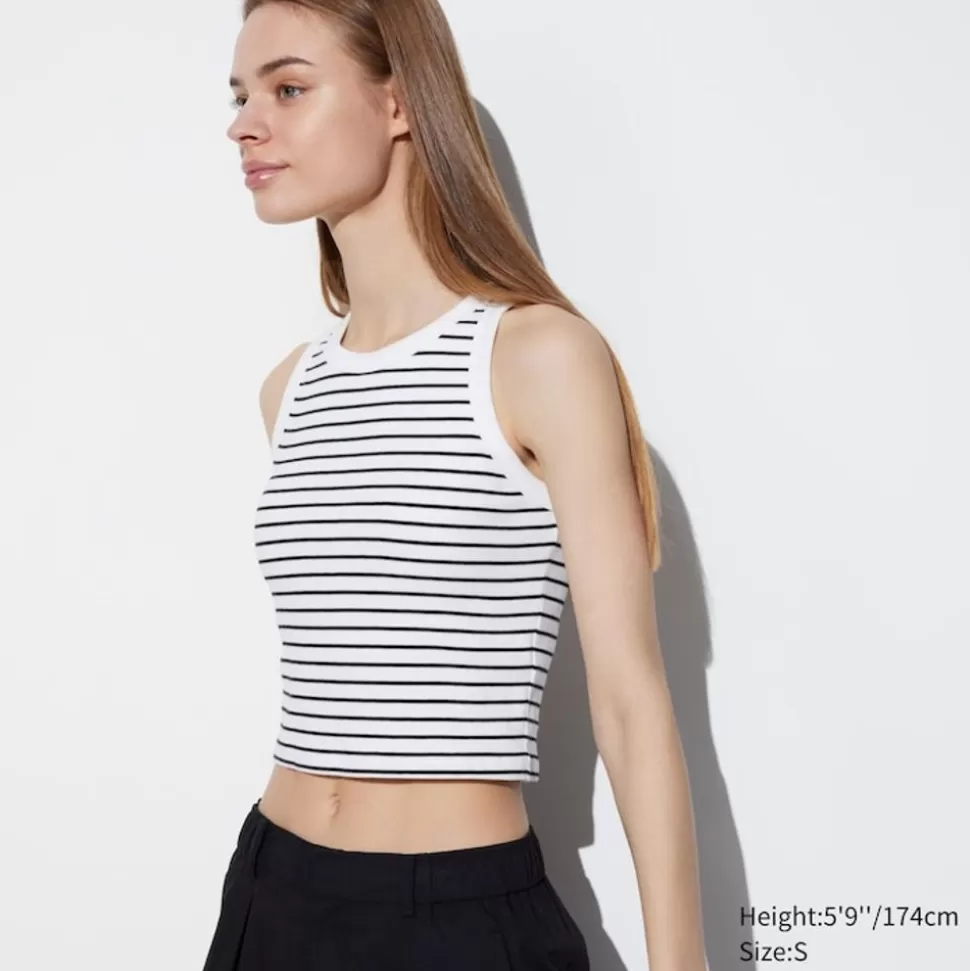 UNIQLO Bh-Tops, Tanktops & Trägertops*Gestreiftes Geripptes Cropped Bh-Tanktop