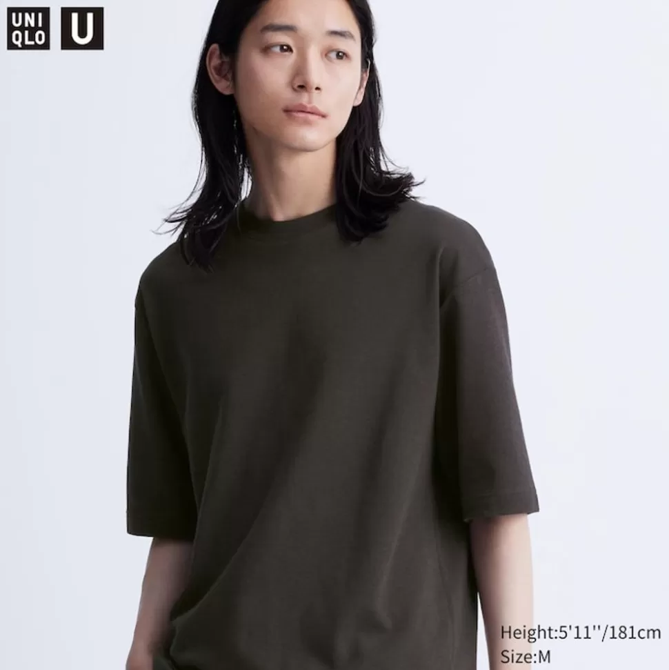 UNIQLO T-Shirts & Oberteile*Gestreiftes Oversized Airism Baumwolle Halbarm T-Shirt