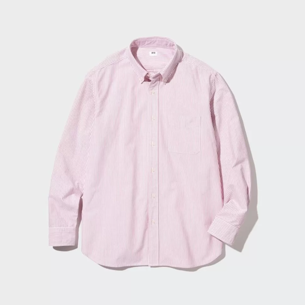 UNIQLO Hemden*Gestreiftes Oxford Langarm Hemd Rot
