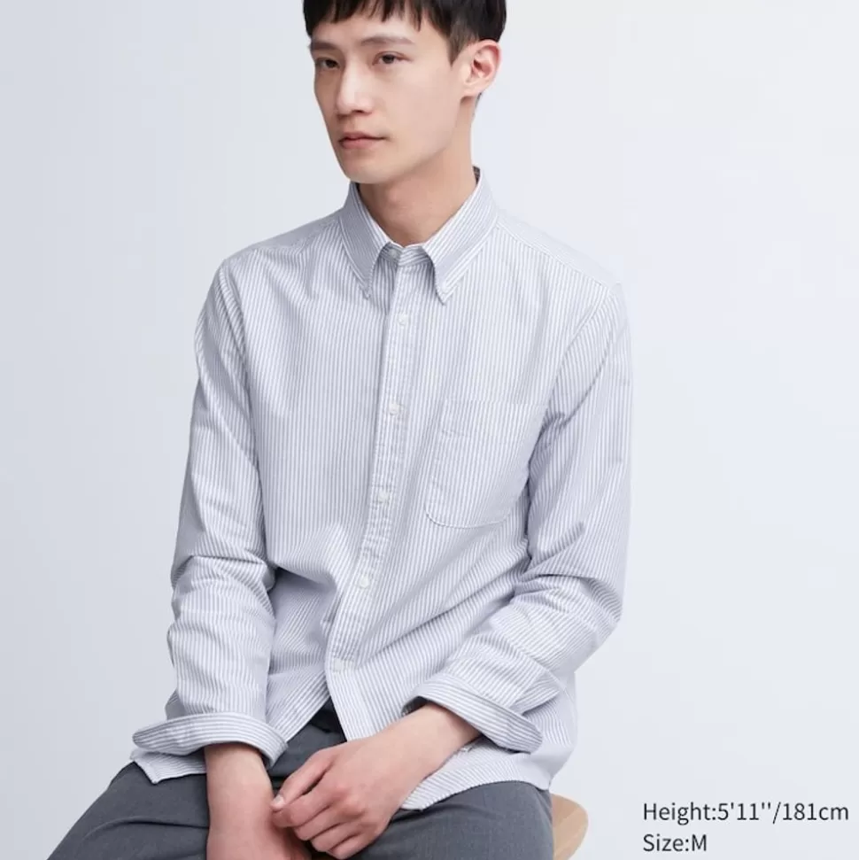 UNIQLO Hemden*Gestreiftes Oxford Langarm Hemd (Slim Fit)