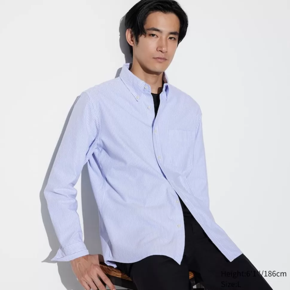 UNIQLO Hemden*Gestreiftes Oxford Langarm Hemd (Slim Fit)