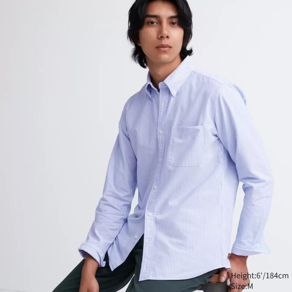 UNIQLO Hemden*Gestreiftes Oxford Langarm Hemd (Slim Fit)